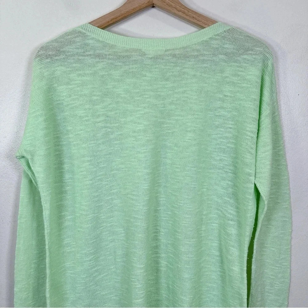 Eileen Fisher Womens Size Petite Medium Green Organic Linen Long Sleeve Top - Picture 12 of 14